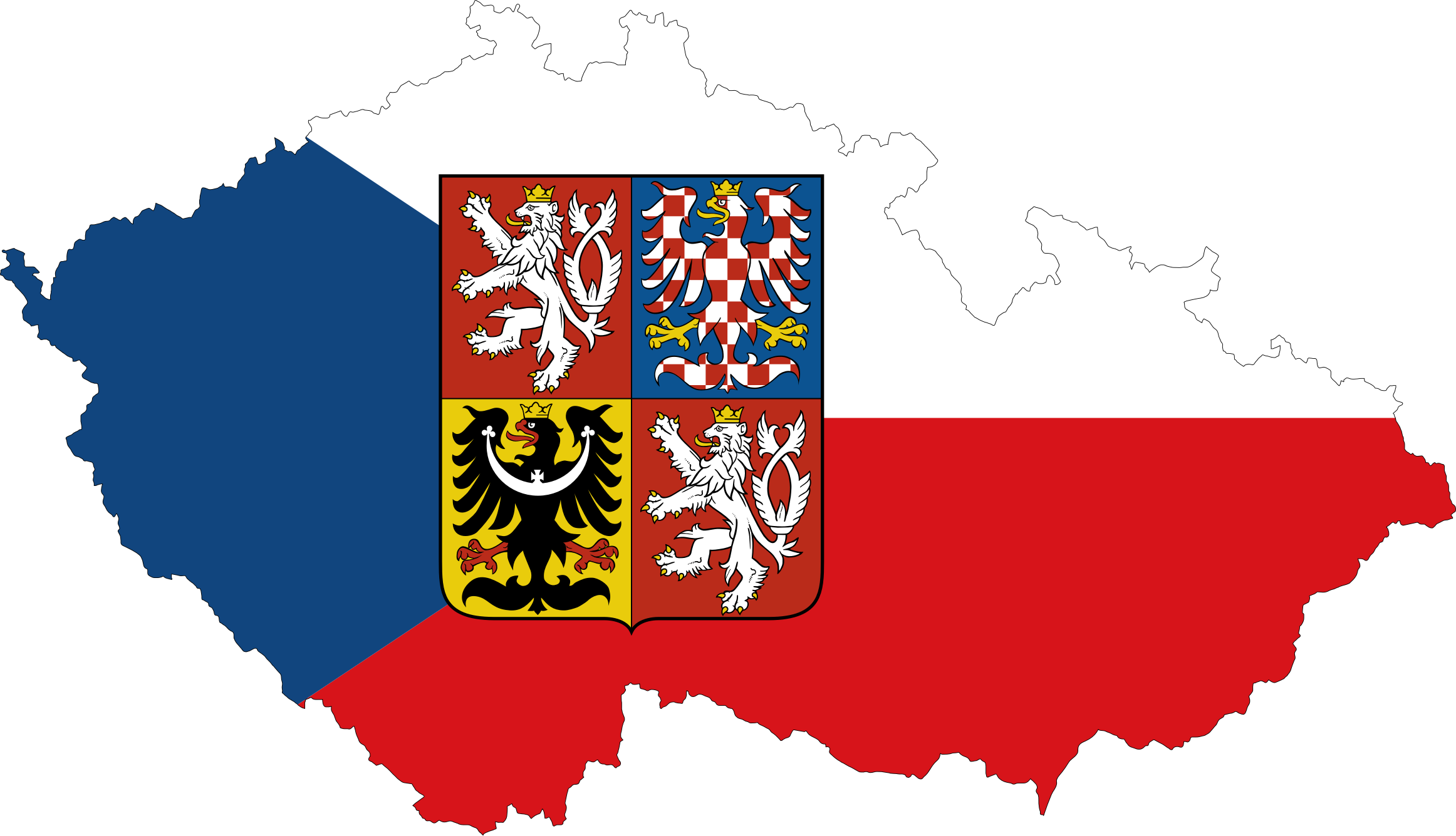Czech-Republic-Map-Flag-With-Stroke-And-Coat-Of-Arms